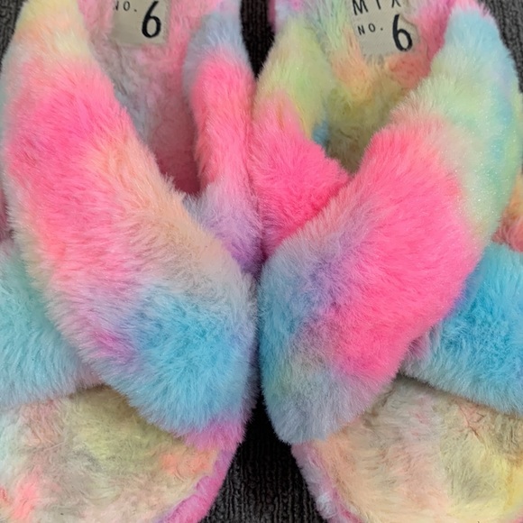 Mix No. 6 Platform Slipper Sandals Womens Size 9 Tie Dye Fuzzy Amatta Slides - Picture 5 of 13